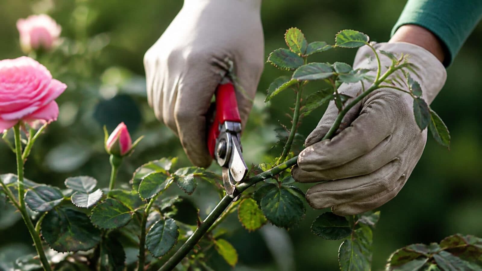 Taille d'un rosier au sécateur